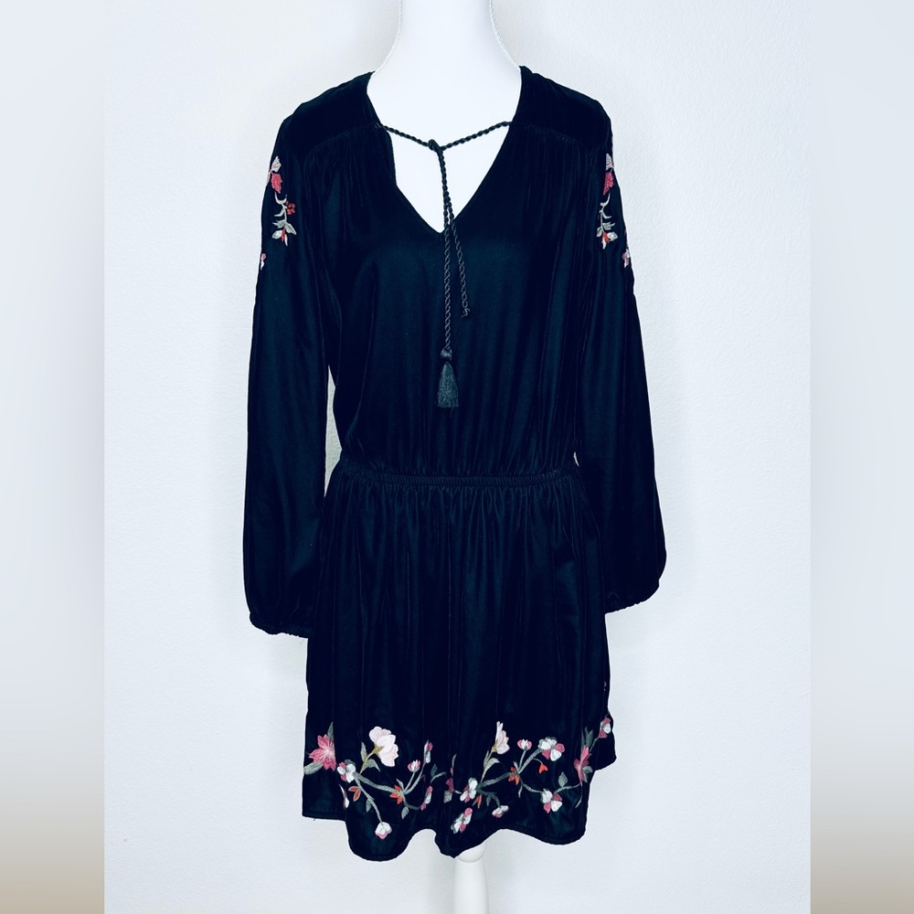 Ladies ANA Black Velvet Floral Details Dress